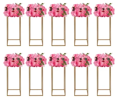 Produktbild von 10 Stück Metall Blumenständer für Hochzeits-Tischmittelstücke, 80 cm hohe goldene Blumenständer für Blumenarrangements, geometrische Blumenvasenständer für Partys, Veranstaltungen, Wohnraumdekoration