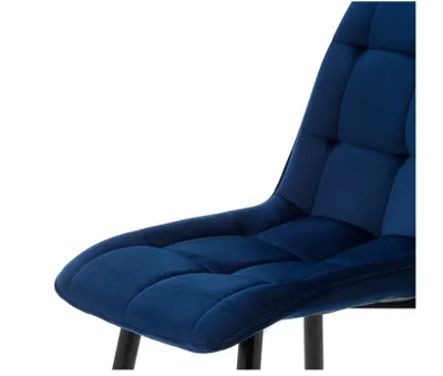 Obrázek produktu pro Jídelní židle NEW HOME CHIC čalouněná s prošíváním - tmavě modrá - moderní sametový velur