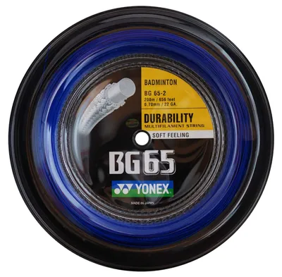 Image de Yonex Bg 65 200 M Cordage de badminton Bleu 0,70 mm Bleu 0,70 mm