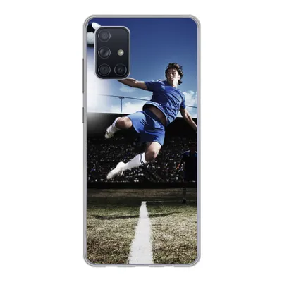 Produktbild von MuchoWow® Handyhülle Schutzhülle Hülle für Samsung Galaxy A51 Fußballspieler macht einen Volley Silikon Softcase Handy Hülle - Schutzabdeckung