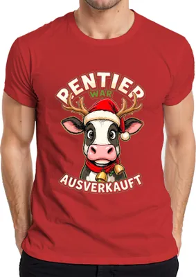 Produktbild von Rentier war t lustige Kuh Weihnachten Santa Geschenk Herren T-Shirt, Rot, M
