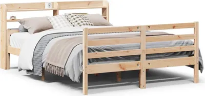 Image de vidaXL Cadre de lit avec tête de lit sans matelas 135x190 cm
