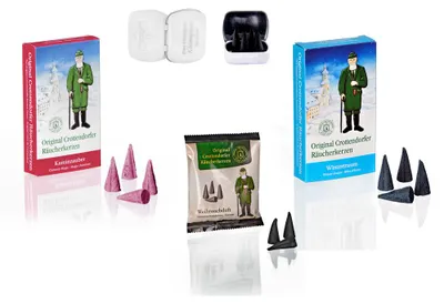 Produktbild von Crottendorfer Räucherkerzen 2er Set - Wintertraum / Kaminzauber - je 24 Stück - inklusive 4 Haamitkerzle - Größe M