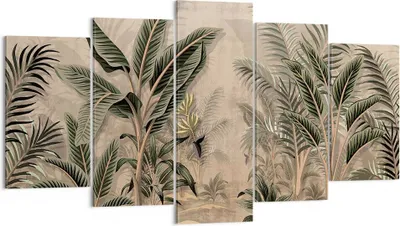 Produktbild von Bild auf Leinwand - Leinwandbild - 5 Teile - Wald Blatt Baum - 160x85cm - Wand Bild - Wanddeko - Wandbilder - Leinwanddruck - Bilder - Wanddekoration - Leinwand bilder - Wandbild - EA160x85-5101