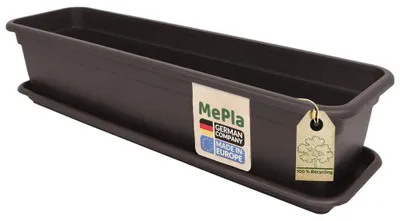 Produktbild von MePla - Set - Balkonkasten Balcony 80 cm + Untersetzer - Braun