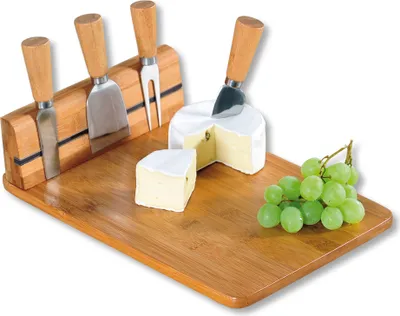 Produktbild von KESPER Käseschneidebrett mit Magnethalter & 4-teiligem Käsebesteck, Schneidebrett Bambus , 5864113