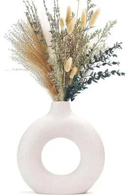 Produktbild von Vase Donut-Design Keramik Weiß Matt Handgefertigt S