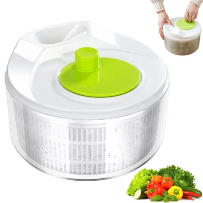 Produktbild von Salatschleuder - Salattrockner - 3 Liter - Manuelle Salatschleuder - Gemüsetrockner - Gemüsesieb - Salatwaschschüssel - mit Deckel und Ausgießer