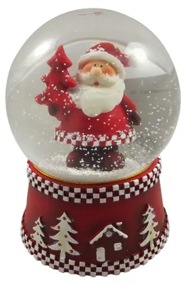 Schneekugel, musikalisch, Weihnachtsmann, 16 x 9,5 cm, Harz