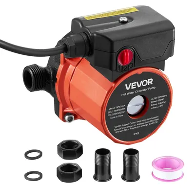 Immagine prodotto di Pompa di circolazione VEVOR, 38 LPM, sistema di pompe di circolazione a circolazione istantanea, controllo a 3 velocità, 100 W, CA 220-240 V, adattatore da G3/4 di pollice a G1/2 di pollice, testa in ghisa, per sistemi di riscaldamento dell'acqua