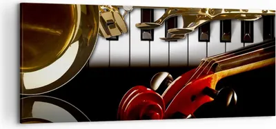Produktbild von Bild auf Leinwand - Leinwandbild - Klaviertasten Musik Instrumente - 120x50cm - Wand Bild - Wanddeko - Leinwanddruck - Bilder - Kunstdruck - Leinwand bilder - Wandkunst - AB120x50-2679