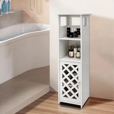 Immagine prodotto di Mobiletto da bagno stretto, mobiletto alto a 3 ripiani, colore bianco, dimensioni 78x22x22 cm