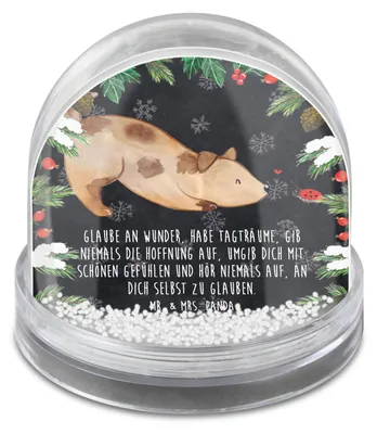 Produktbild von Mr. & Mrs. Panda Weihnachts Schneekugel Hund Marienkäfer - Kreidetafel - Geschenk, Mischlinghund, Sprüche, wohnaccessoire, schnee kugel, Hunde, Positiv, Mischlingshund