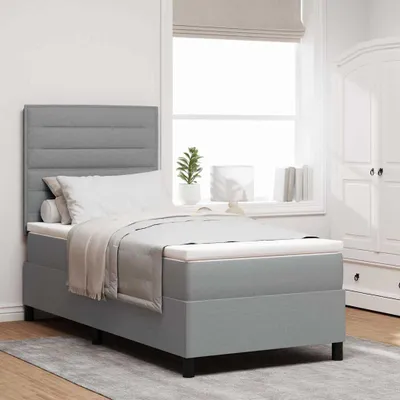 Produktbild von Maison Exclusive - Boxspringbett mit Matratze mit LED Hellgrau 100 x 200 cm Stoff