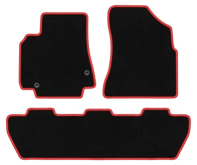 Productafbeelding van Velours automatten voor Citroen Berlingo II 2008-2018 (stationwagen) – 3-delig, zwart/rood, op maat – Wielganizator CARLUX