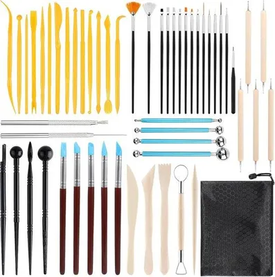Image de Atelier de modelage pour adultes - Kit complet - 55 pièces - Kit de céramique artistique et de sculpture