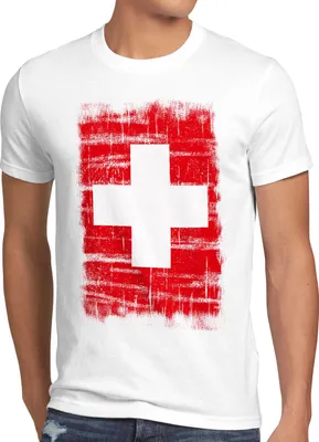 Produktbild von Schweiz Vintage Flagge Herren T-Shirt Switzerland