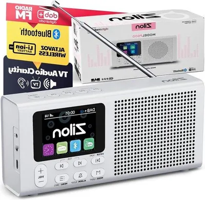 Image de Radio numérique portable avec DAB+ Plus - batterie rechargeable de 2200 mAh - compacte - USB-C - FM - Bluetooth - écran couleur - idéale pour la cuisine, le bureau, le camping - avec réveil - horloge - 15 W RMS