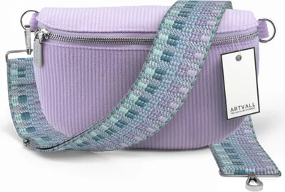 Produktbild von ARTVALL - Umhängetasche aus Cord, Klein mit verstellbarem Schultergurt, abnehmbares Taschenband, Crossbody Bag in Lila