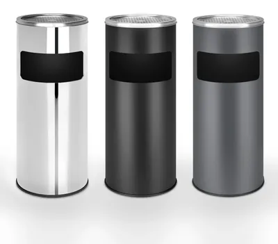 Produktbild von Jago® Standaschenbecher mit Mülleimer - 30 Liter, aus Edelstahl/Eisen, 2 in 1, mit Inneneimer, Deckel, Outdoor, 25x60,5 cm, Farbwahl - Aschenbecher, Standascher, Papierkorb, Abfalleimer (Silber)