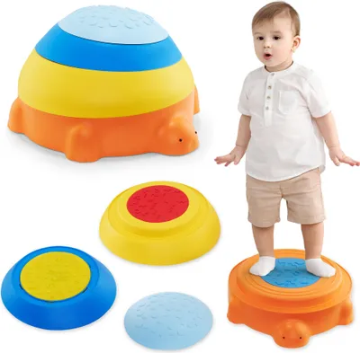 Immagine prodotto di Percorso sensoriale per bambini Mamabrum - Tartaruga colorata, 4 parti, colori pastello, antiscivolo, robusto PP e TPE