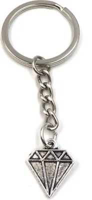 Produktbild von Onwomania Schlüsselanhänger Diamant Stein Kristall Silber Metall Anhänger Charm
