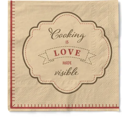 Produktbild von Sovie HOME Serviette Cooking is Love aus Tissue 33 x 33 cm, 3-lagig, 20 Stück