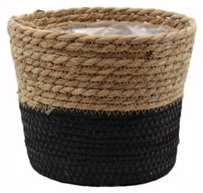 Produktbild von Topf Seegras Natur/Schwarz - Durchmesser 18x15 cm Van der Leeden