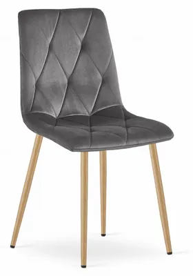 Image de Chaise Libra en Velours Gris Foncé avec Pieds Effet Bois