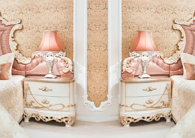 Produktbild von Casa Padrino Luxus Barock Nachtkommoden Set Weiß / Creme / Kupferfarben 70 x 55 x H. 68 cm - Prunkvolle Massivholz Nachttische - Barock Schlafzimmer Möbel
