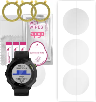 Produktbild von apgo 3 Stück Schutzfolie, klar, kompatibel mit Garmin Forerunner 55 Smartwatch, Hydrogel Displayschutzfolie mit Positionierhilfe, Displayfolie, robust und kratzfest