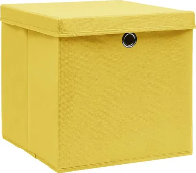 Obrázek produktu pro vidaXL Úložné boxy s víkem 4 ks. Žluté 32x32x32 cm Látkové