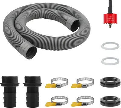Produktbild von Regenwasserablauf Set, 100 cm Schlauch, 32 mm Tankdurchführung, für Garten