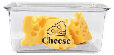 Käsebox für Kühlschrank, 23x15x10 cm, mit Abtropfplatte, transparent
