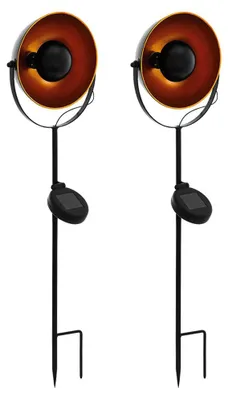 Produktbild von 2er Set LED Solarleuchte, Erdspieß, schwarz-orange, H 61 cm
