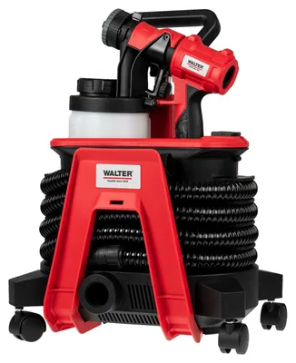 Produktbild von WALTER Farbsprühsystem 1200 W, für Farben, Lacke & Lasuren im Innen- & Außenbereich, Mobilität durch Räder, 900 ml großer Farbbehälter, 3 m Langer Luftschlauch, inkl. Bürste und Reinigungsnadel