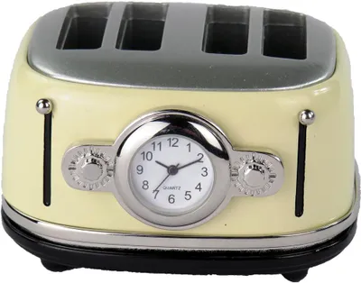 Produktbild von TIschuhr Toaster beige Quarzuhr aus Metall Siva Clock