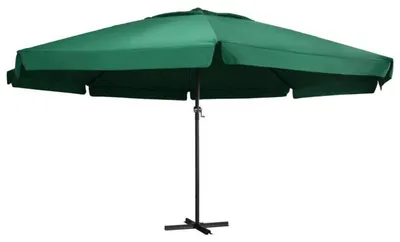 Obrázek produktu pro Slunečník, výška 600 cm, hliníková konstrukce, zelený, s křížovým stojanem
