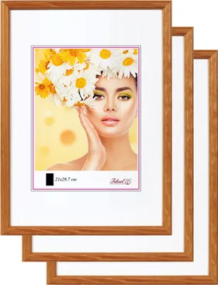 Produktbild von 3er 5er Set Holz Bilderrahmen Foto Rahmen Holzrahmen Wanddeko Collage Poster S236 - Farbe: 3er Pack Eiche | Format: 40x50