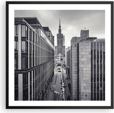 Produktbild von Gerahmtes Poster - Schwarzer Rahmen - Warschau Palast Kultur - 60x60 cm - Wand Bild - Wanddeko - Wandbilder - Kunstposter - Wandposter - Bilderrahmen - Bilder - Kunstdruck - P2BAC60x60-4382