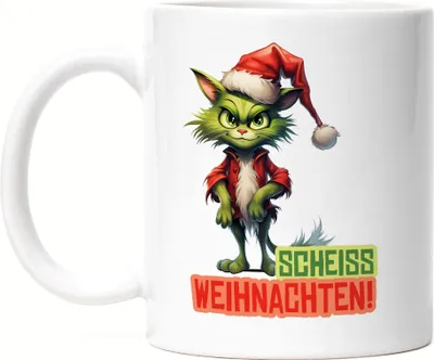 Produktbild von Scheiss Weihnachten Tasse Weiß Katzenbesitzer Sarkasmus Geschenk