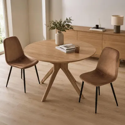 Produktbild von Satz mit 2 Stühlen Arter, Sessel mit Samtbezug, gepolsterter Esszimmerstuhl, Besprechungssitz, 45 x 56 x 87 cm, Beige