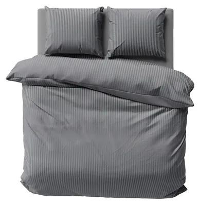 Produktbild von Bettwäsche, Damast-Bettwäsche, 100 % Baumwolle, Streifen 200x220 Dunkelgrau