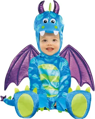 Drachen Kostüm Kleiner Drache Finn für Kleinkinder Gr. 1-3 Jahre blau Tier Tierkostüm Fasching Karneval Mottoparty Kinderfasching