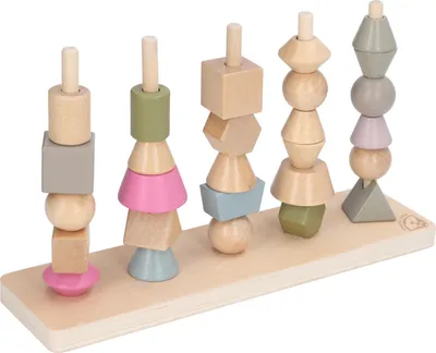 Immagine prodotto di Set di abbinamenti impilabili, legno educativo con 10 carte, blocchi di forme geometriche, giocattolo impilabile per bambini