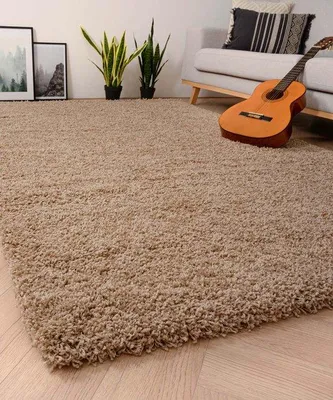 Obrázek produktu pro Uniqoos® Shaggy Grand, vysoce nadýchaný koberec, polypropylen, béžová barva, rozměry 160 x 230 cm, výška vlákna 5 cm, hmotnost 3300 g/m²