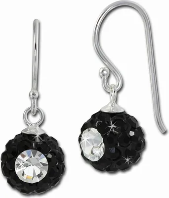 Imagen del producto de Pendientes colgantes para mujer, plata de ley, diseño de esfera en blanco y con circonita. Modelo: SDO8603S