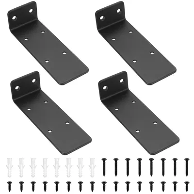 Image de Support d'étagère noir invisible - Support flottant - 14 cm - Lot de 4