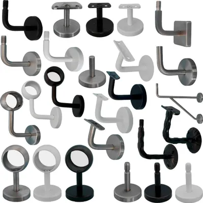 Produktbild von Modell H Edelstahlhalter Schwarz pulverbeschichtet gewinkelt mit Kugelring Ø 42,4 mm