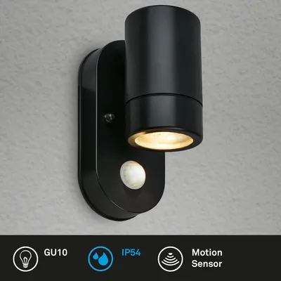 Obrázek produktu pro Nástěnné svítidlo Briloner LED, detektor pohybu, ochrana proti stříkající vodě a prachu, černé, rozměry: 15 x 7 x 9,5 cm